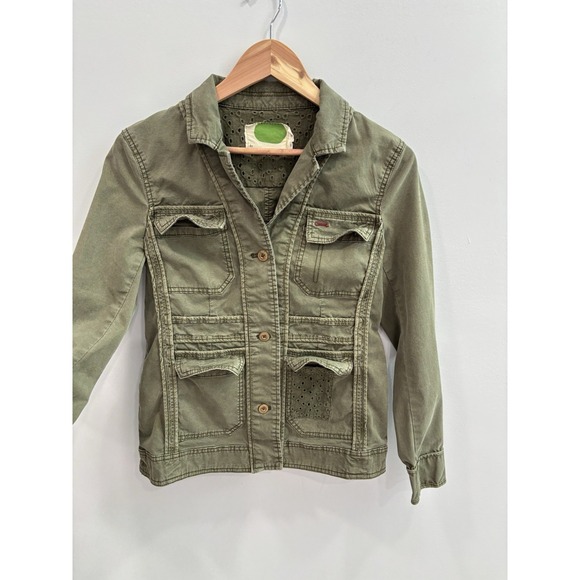 Anthropologie Jackets & Blazers - By Anthropologie Olive Green Military Jacket Women's XS Boho Button Front